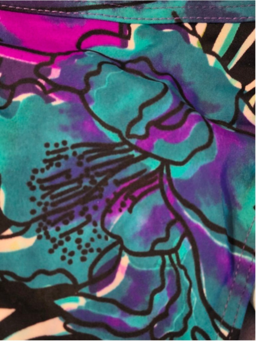 Christina Vintage Abstract Floral Bikini Teal Purple Black Size 9 10 - Picture 2 of 10
